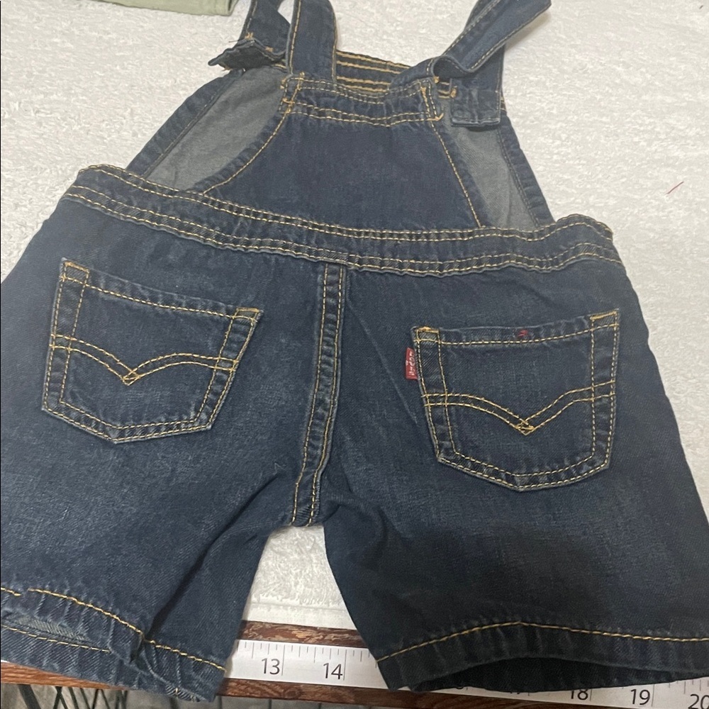Carter's Dark Denim and Light Green Overalls - Picture 5 of 7